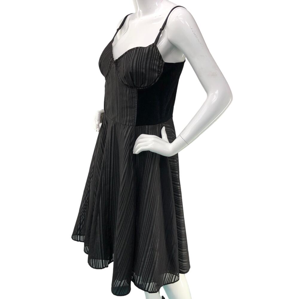 Lip Service Womens Size L Dress Black Stripe Bustier Cotton Fit And Flare - Picture 5 of 16